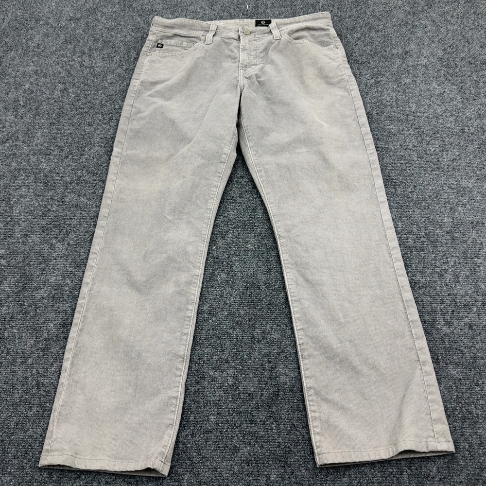 AG Adriano Goldschmied Pants Mens 30x27 Grey Cotton Corduroy Slim Straight Style